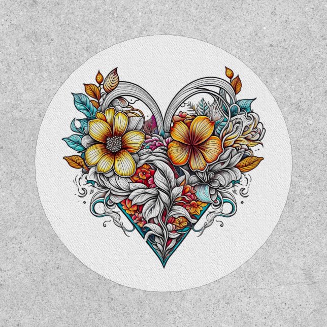 Floral Heart Romantic Patch (Front)