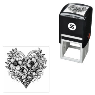 Floral Heart Romantic Self-inking Stamp