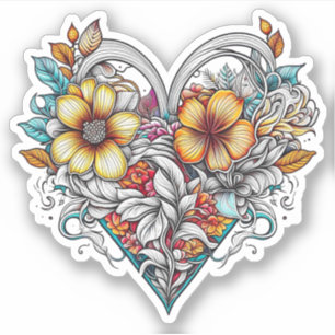 Floral Heart Romantic Sticker