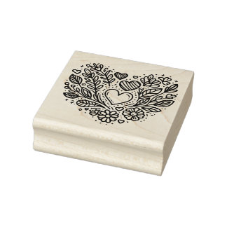 Floral Heart Rubber Stamp