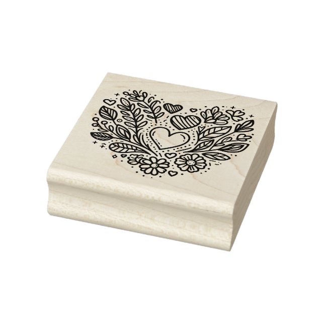 Floral Heart Rubber Stamp (Stamp)