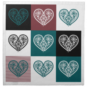 Floral heart shape Cloth Napkins
