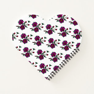 Floral Heart Shaped Spiral Bound Notebook