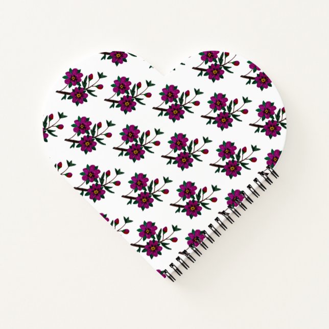 Floral Heart Shaped Spiral Bound Notebook (Back)