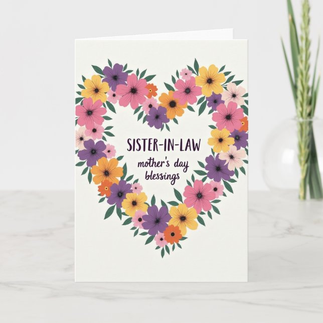 Floral Heart Sister In Law Card (Front)