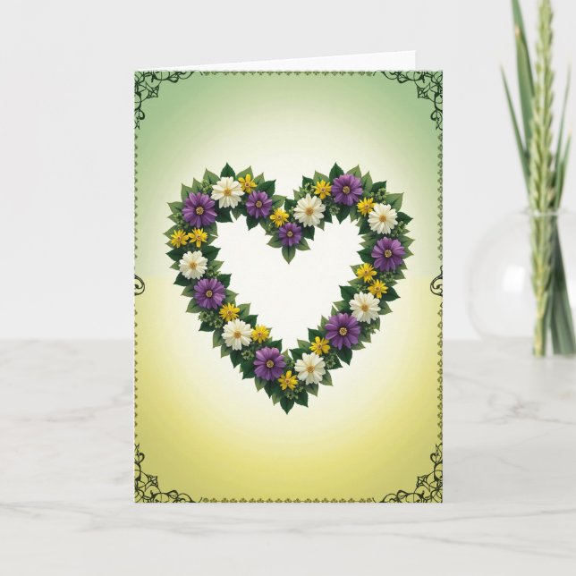 Floral Heart Springtime Love Card (Front)