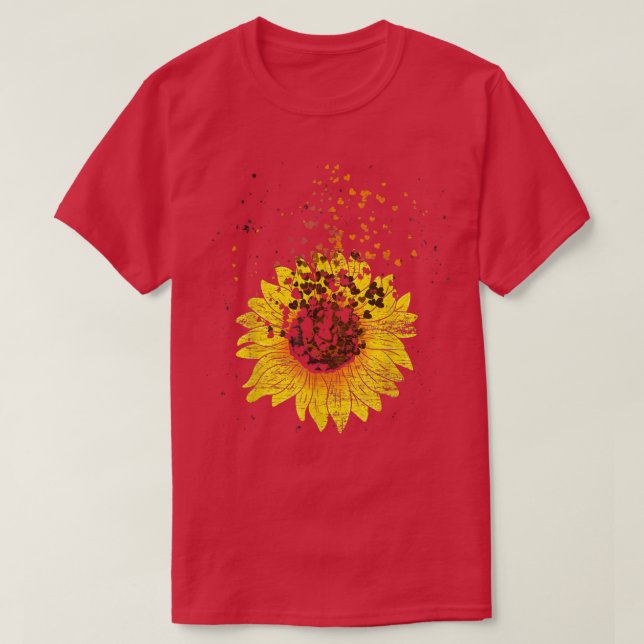 Floral Heart Sunshine Yellow Flower Blossom Sunflo T-Shirt (Design Front)