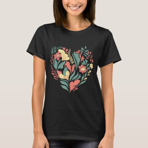 Floral heart  T_Shirt