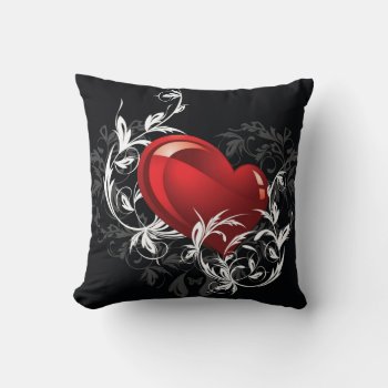 Floral Heart Throw Pillow by FantasyPillows at Zazzle