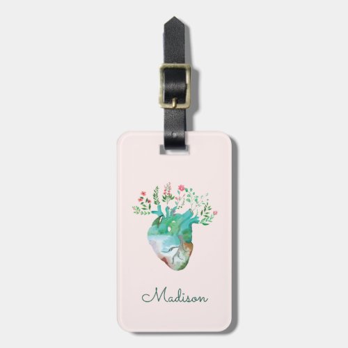 Floral Heart Traveling Nurse Medical Professional Luggage Tag