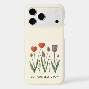 Floral Heart Tulips Let Yourself Grow Quote iPhone 17 Pro Max Case
