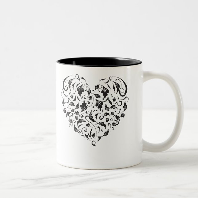 Floral heart Two-Tone coffee mug (Right)