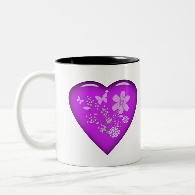 Floral Heart Two-Tone Coffee Mug (Left)