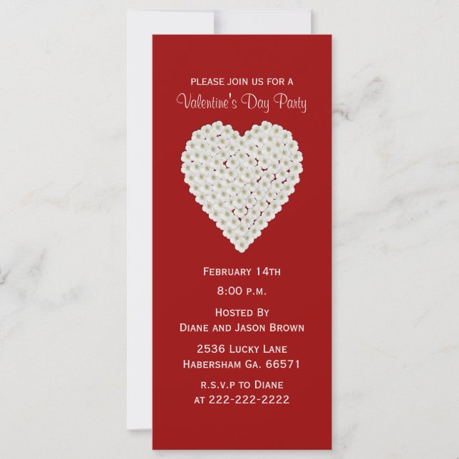 Floral Heart Valentine's Day Party Invitation (Front)