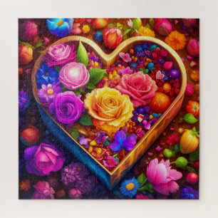 Floral Heart Valentine's Day Photo Jigsaw Puzzle