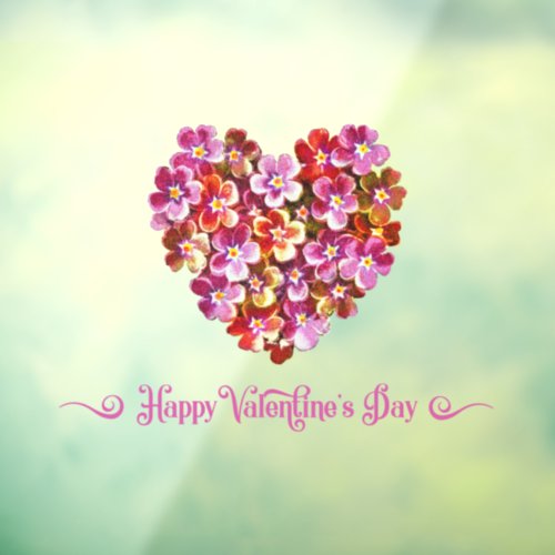 Floral Heart Vintage Happy Valentines Day Store Window Cling