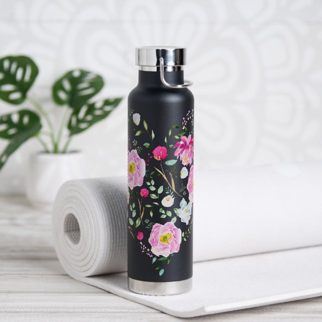 Floral Heart Water Bottle (Yoga)