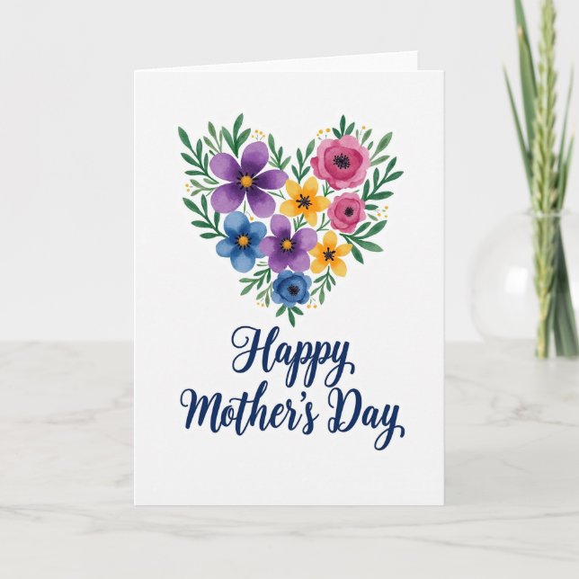 Floral Heart Watercolor Card (Front)