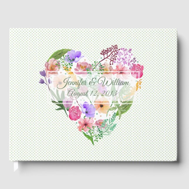 Floral Heart Wedding Guest Book (Front)