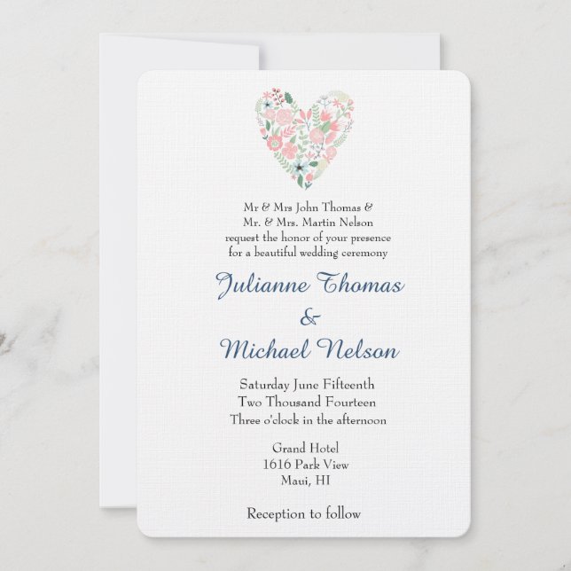 Floral Heart Wedding Invitation (Front)