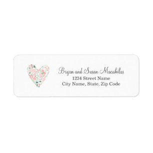 Floral Heart Wedding Return Address Label
