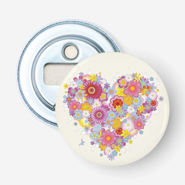 Floral heart with butterflies bottle opener (Front)