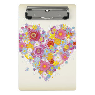 Floral heart with butterflies mini clipboard