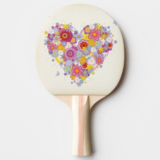 Floral heart with butterflies Ping-Pong paddle (Front)