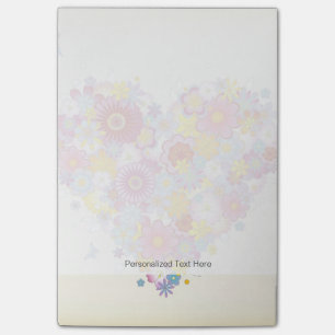 Floral heart with butterflies post-it notes