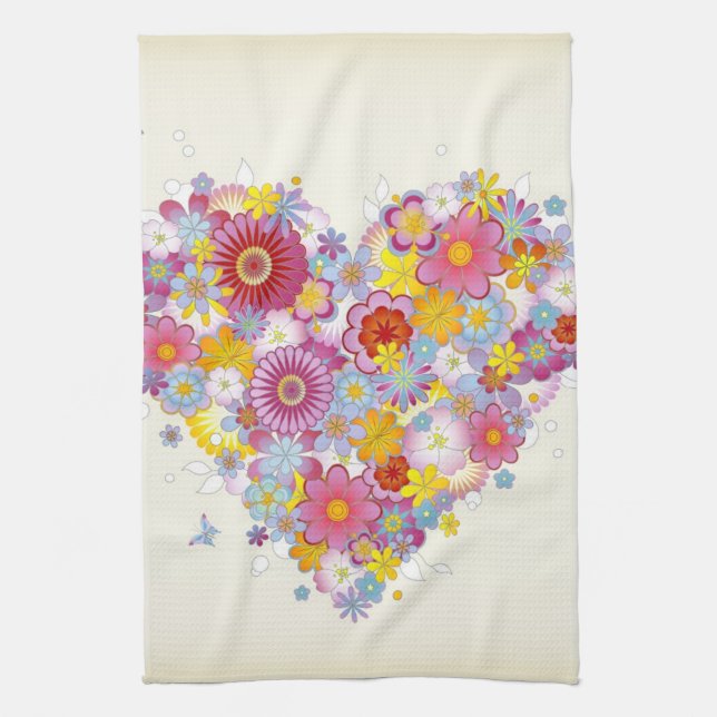 Floral heart with butterflies towel (Vertical)