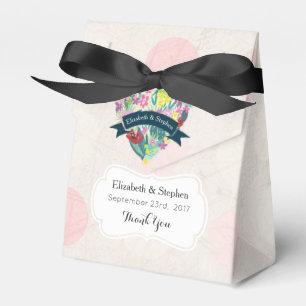 Floral Heart with Tropical Flowers Wedding Thanks Favor Boxes