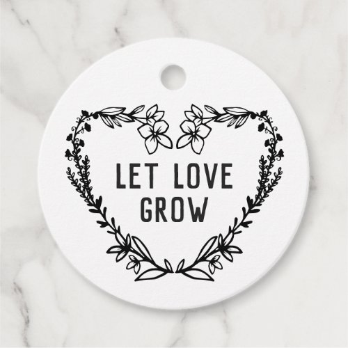 Floral Heart Wreath Let Love Grow Wedding Favor Tags