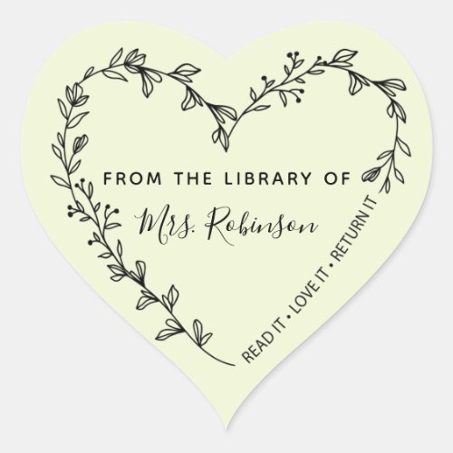 Floral Heart Wreath Library Heart Sticker