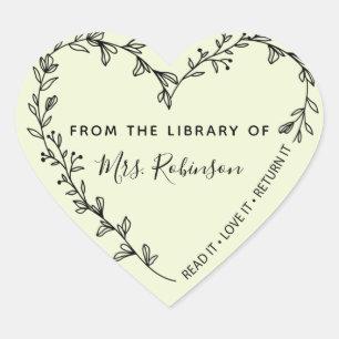 Floral Heart Wreath Library Sticker