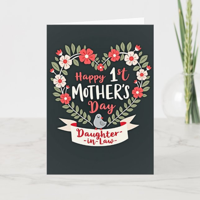 Floral Heart Wreath Pattern Card (Front)