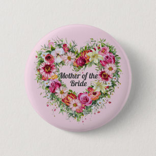 Floral Heart Wreath Personalized Button