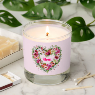 Floral Heart Wreath Personalized Scented Candle