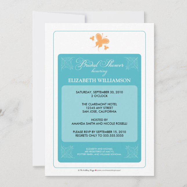 Floral Hearts Bridal Shower Invitation (aqua) (Front)