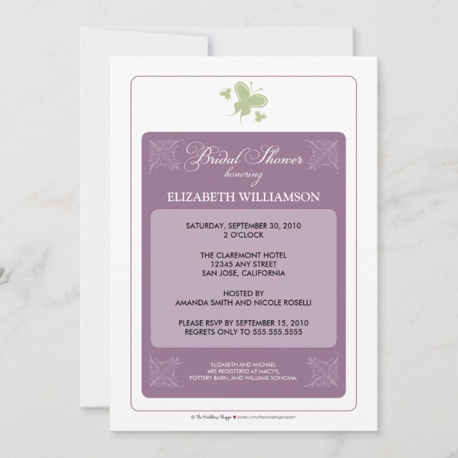Floral Hearts Bridal Shower Invitation (purple) (Front)