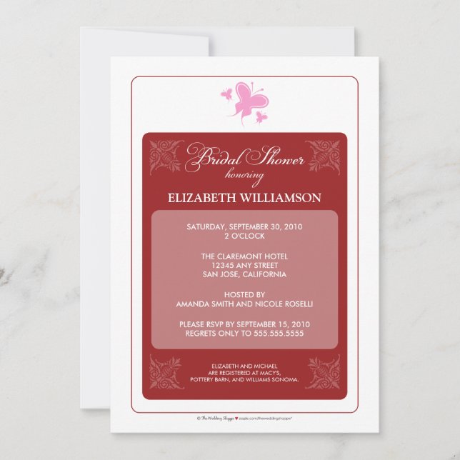 Floral Hearts Bridal Shower Invitation (red) (Front)