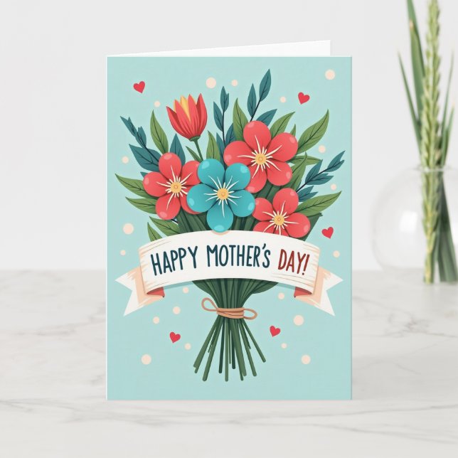 Floral Hearts Mothers Day Card (Front)