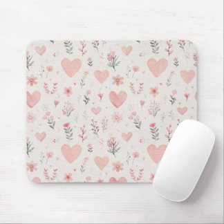 Floral Hearts Mouse Pad