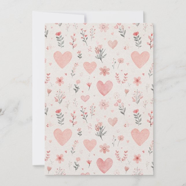 Floral Hearts Thank You Card (Front)