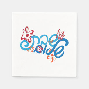 Floral Hebrew Shabbat Shalom Paper Napkin