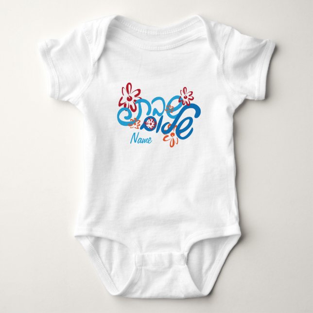 Floral Hebrew Shabbat Shalom T-Shirt Baby Bodysuit (Front)