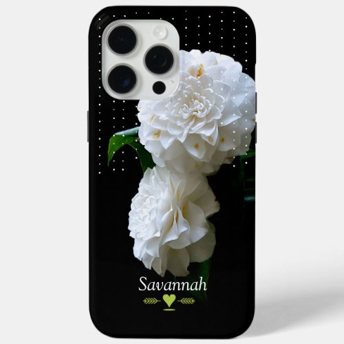 Floral Heirloom Roses Black iPhone 15 Pro Max Case