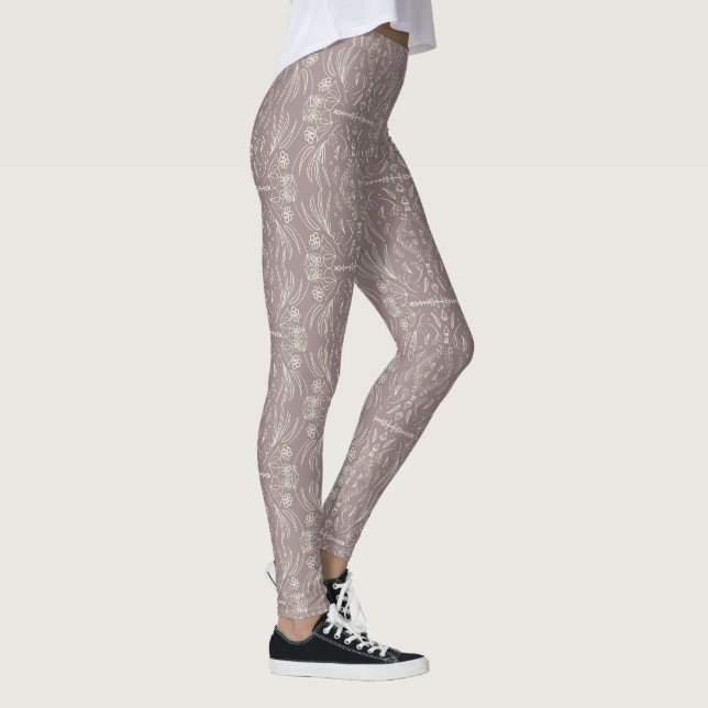 Floral Henna Mandala Blush Pink Pattern Leggings (Right)