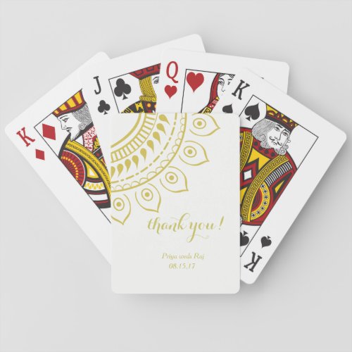 Floral Henna Mendhi Design Playing Cards Bridal