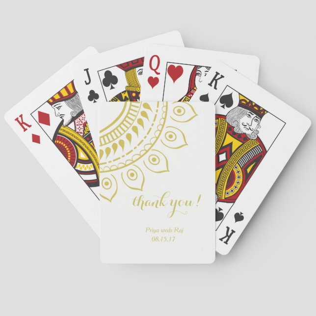 Floral Henna Mendhi Design Playing Cards Bridal (Back)