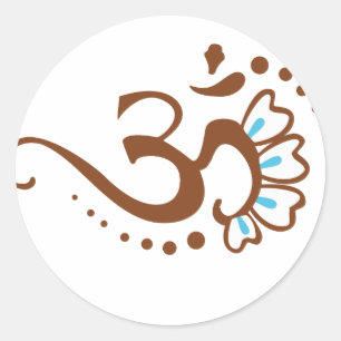 Floral Henna Om Classic Round Sticker